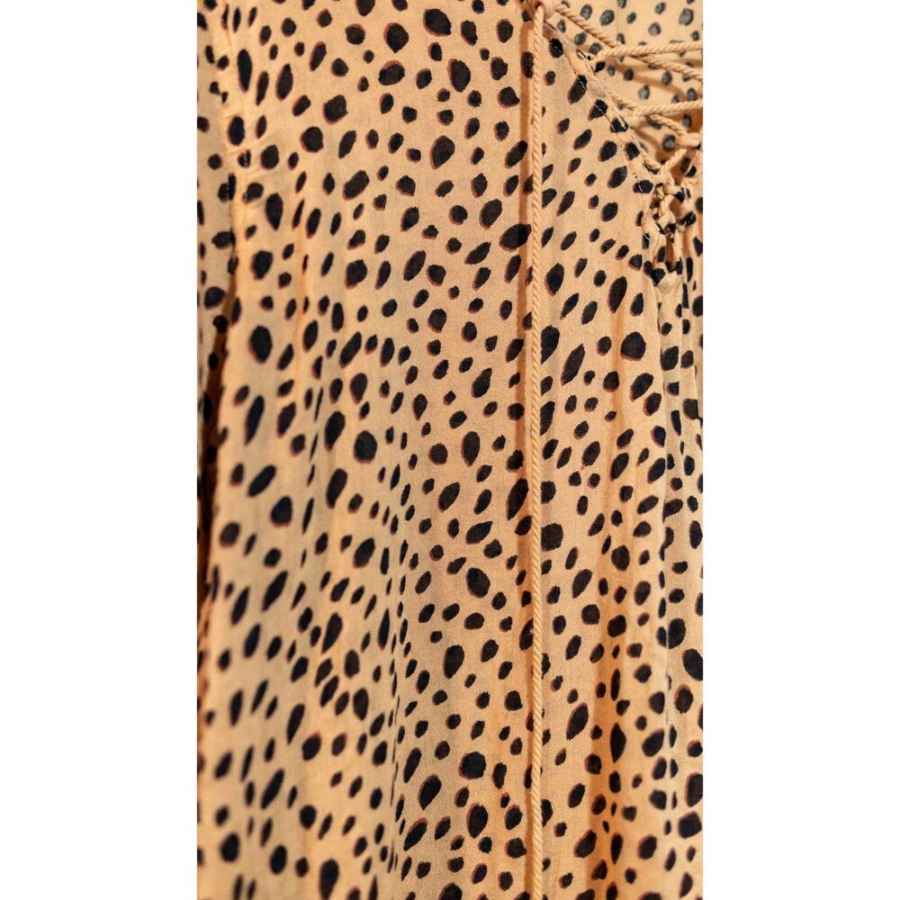 Billabong Semi-Sheer Cheetah Print Blue Skies Beach Lace Up Swim Coverup M - Picture 14 of 15